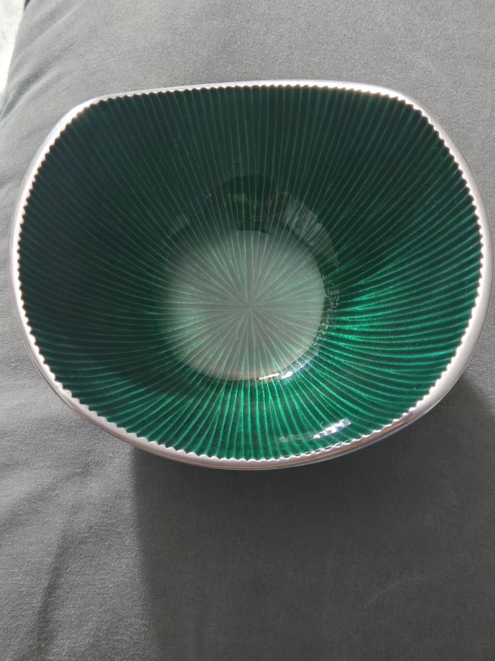 Simply Designz Handcrafted Green Enamel and Aluminum Bowl